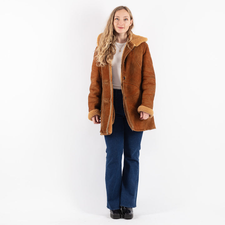 Vintage 70's Women Sheepskin Coat in Brown
