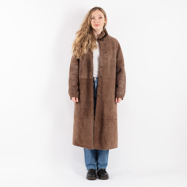 Vintage 70's Women Sheepskin Coat in Brown