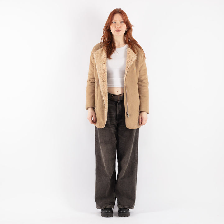 Vintage 00's Women Faux Sheepskin Jacket in BeigeV8536