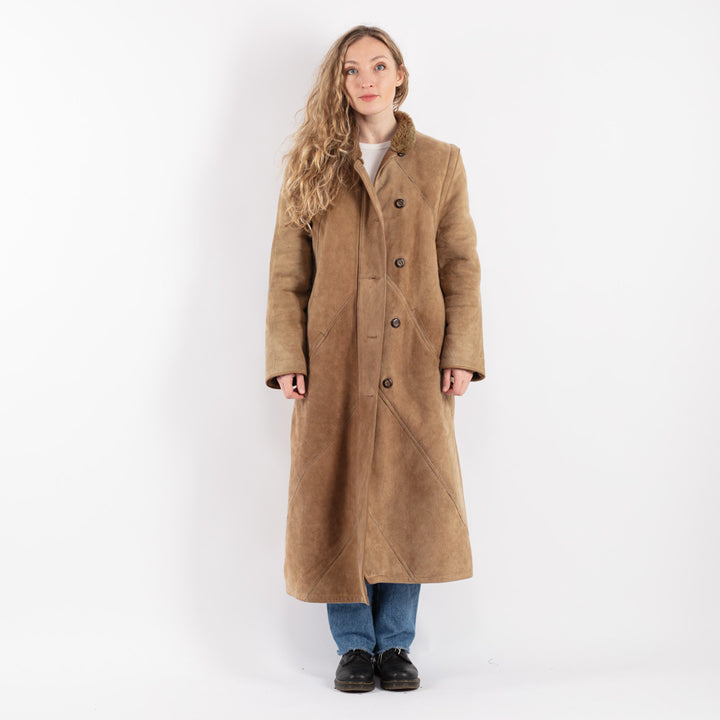 Vintage 70's Women Sheepskin Coat in Beige