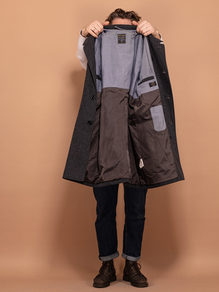 Vintage 00's Men Wool Blend Coat in Dark Grey - NorthernGrip