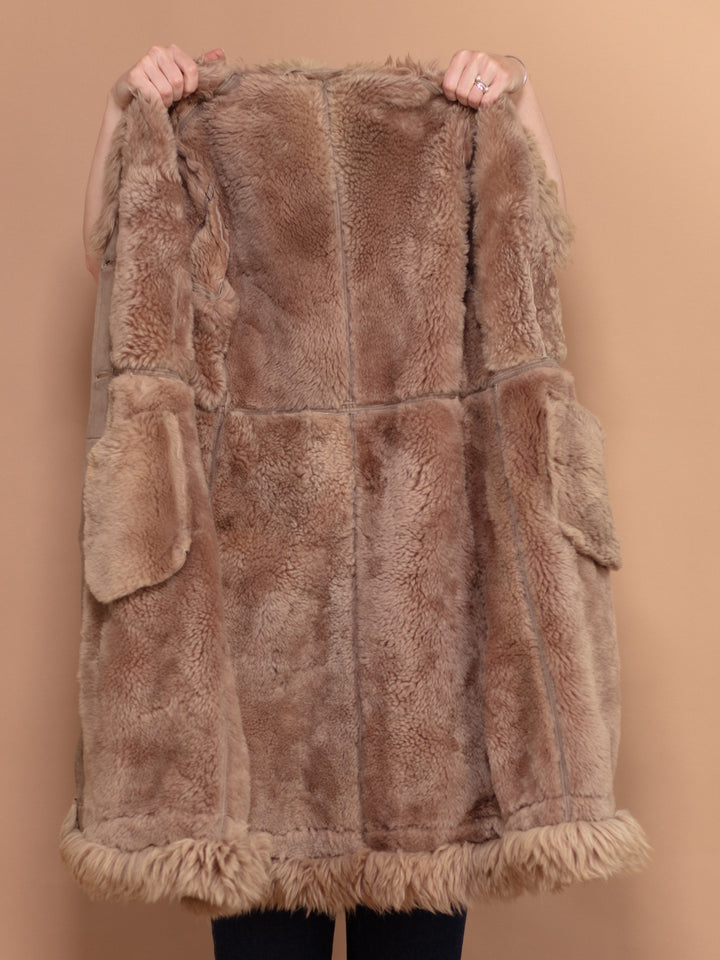 Vintage 70's Women Penny Lane Shearling Coat in Beige - NorthernGrip