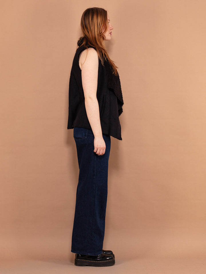 Vintage 00's Women Sherpa Vest in Black - NorthernGrip