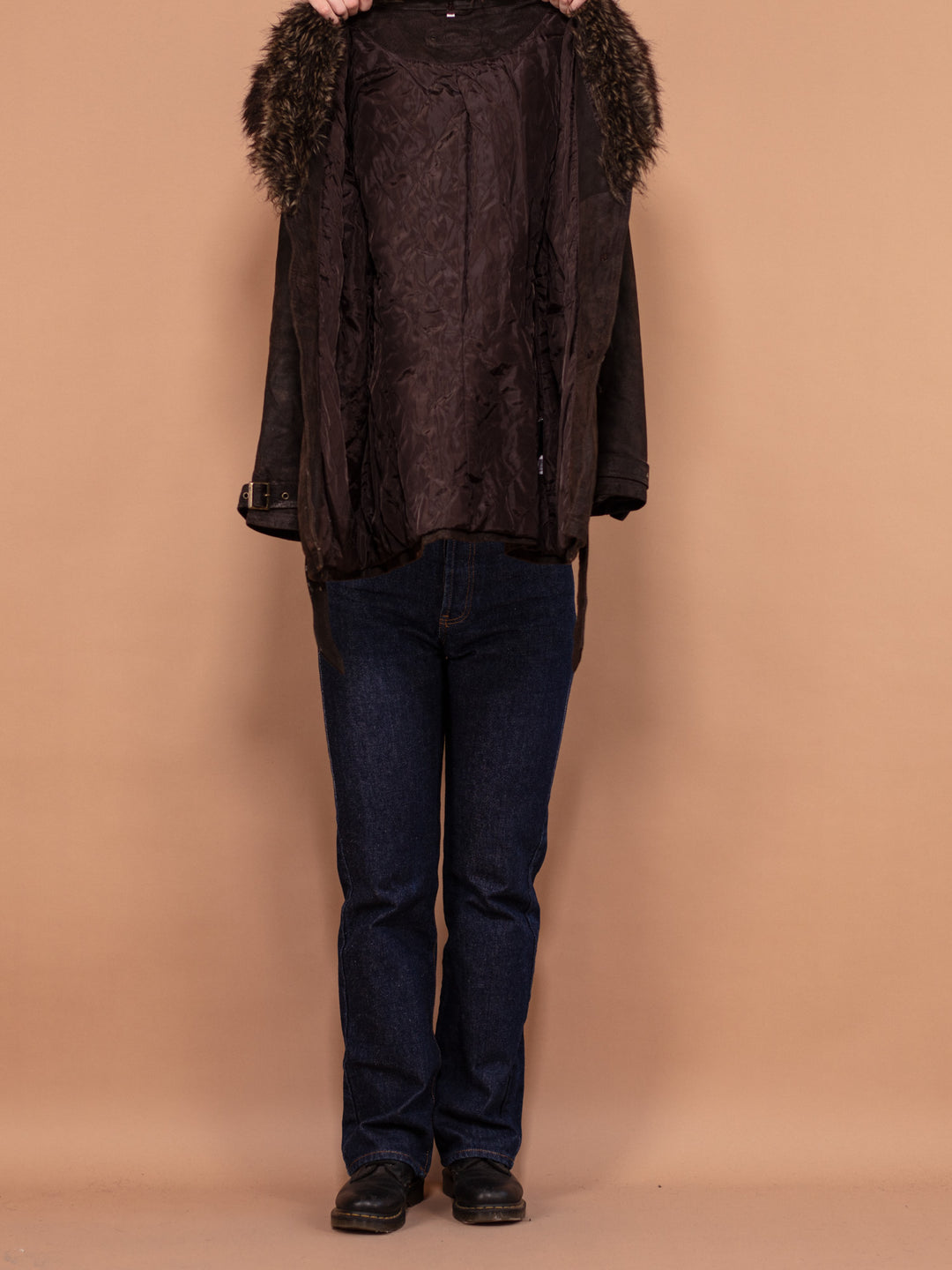 Vintage 00's Women Short Suede Coat in Brown - NorthernGrip