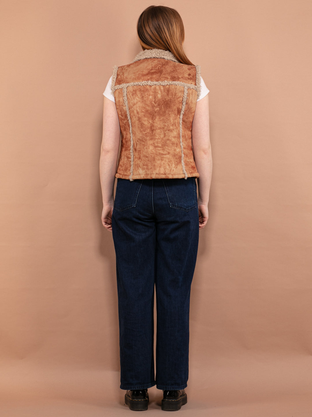 Vintage 00's Women Faux Sheepskin Vest in Brown - NorthernGrip