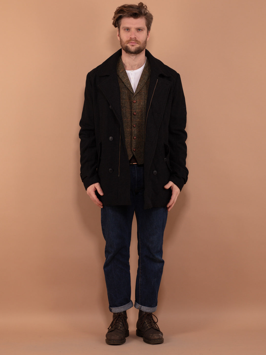 Vintage 00's Men Wool Blend Jacket in Grey - NorthernGrip