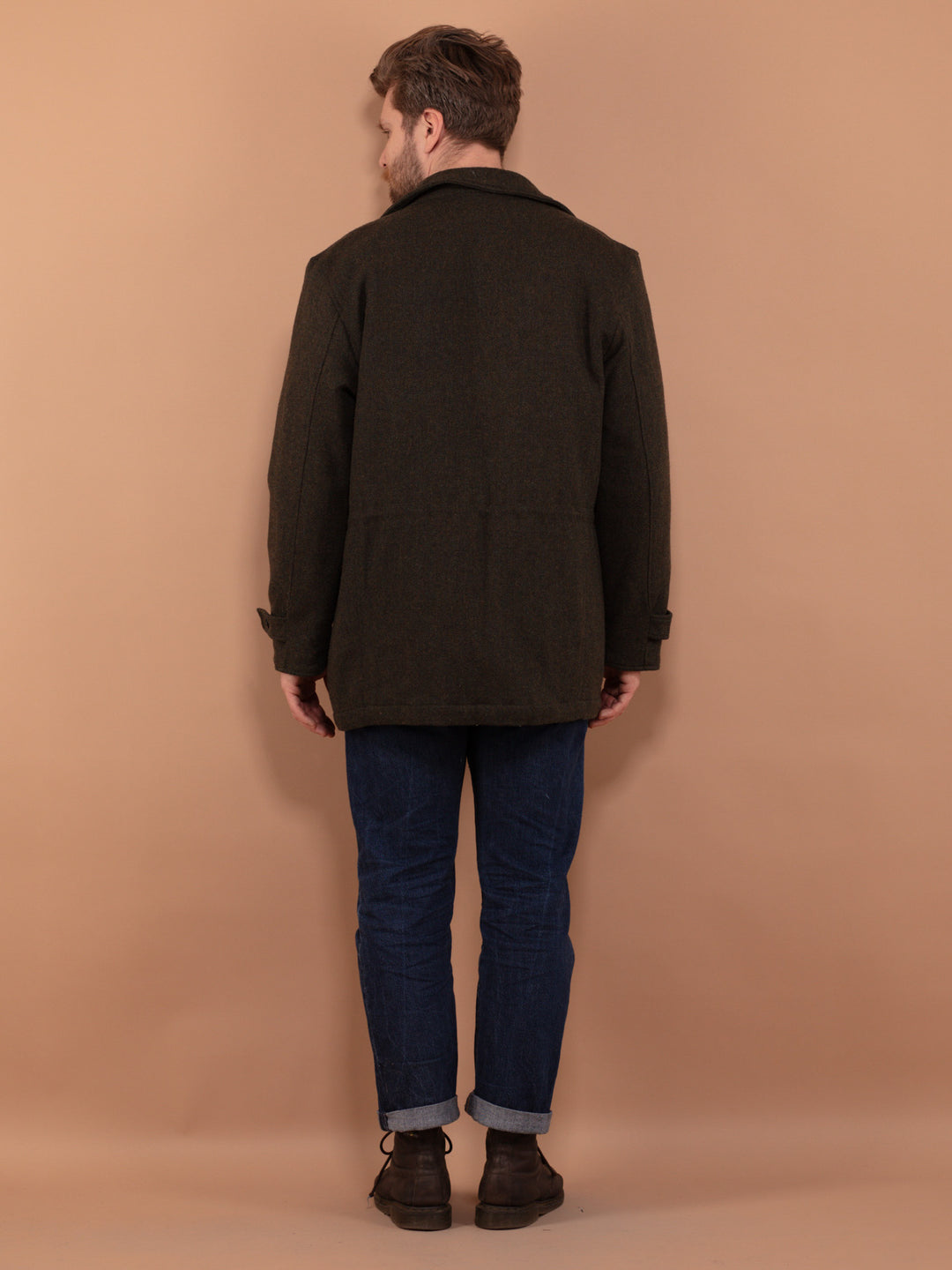 Vintage 00's Men Wool Blend Parka Jacket in Khaki Green - NorthernGrip