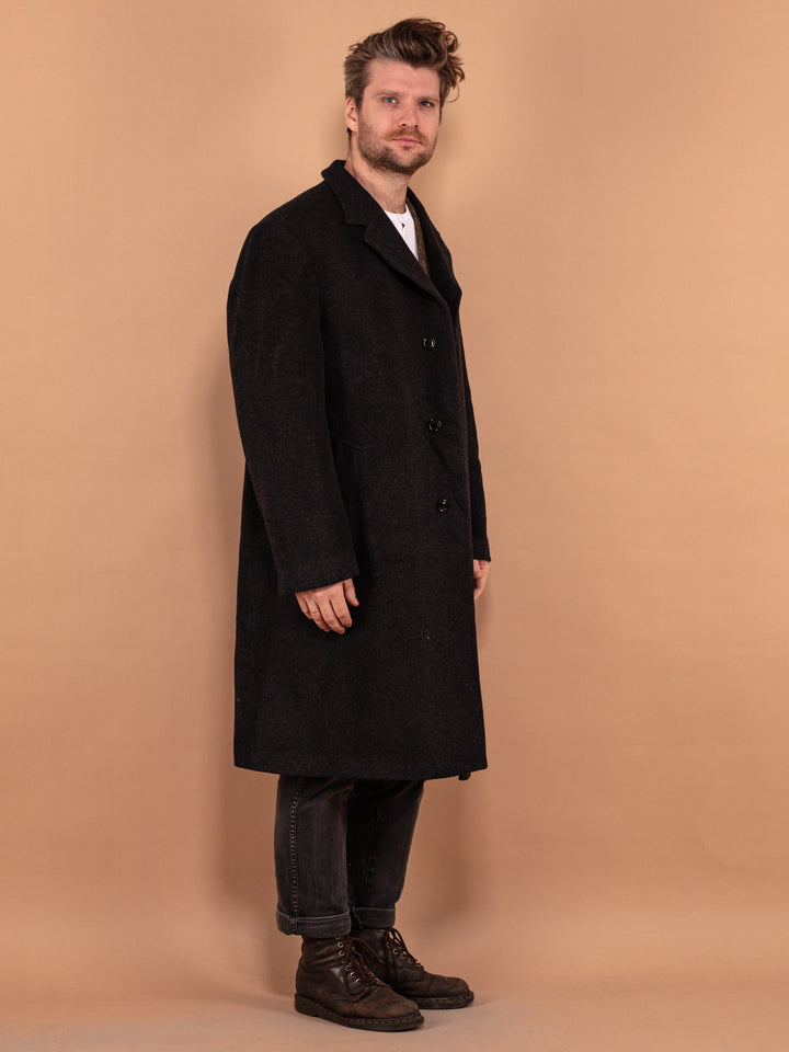 Vintage 00's Men Wool and Cashmere Coat in Dark Grey - NorthernGrip
