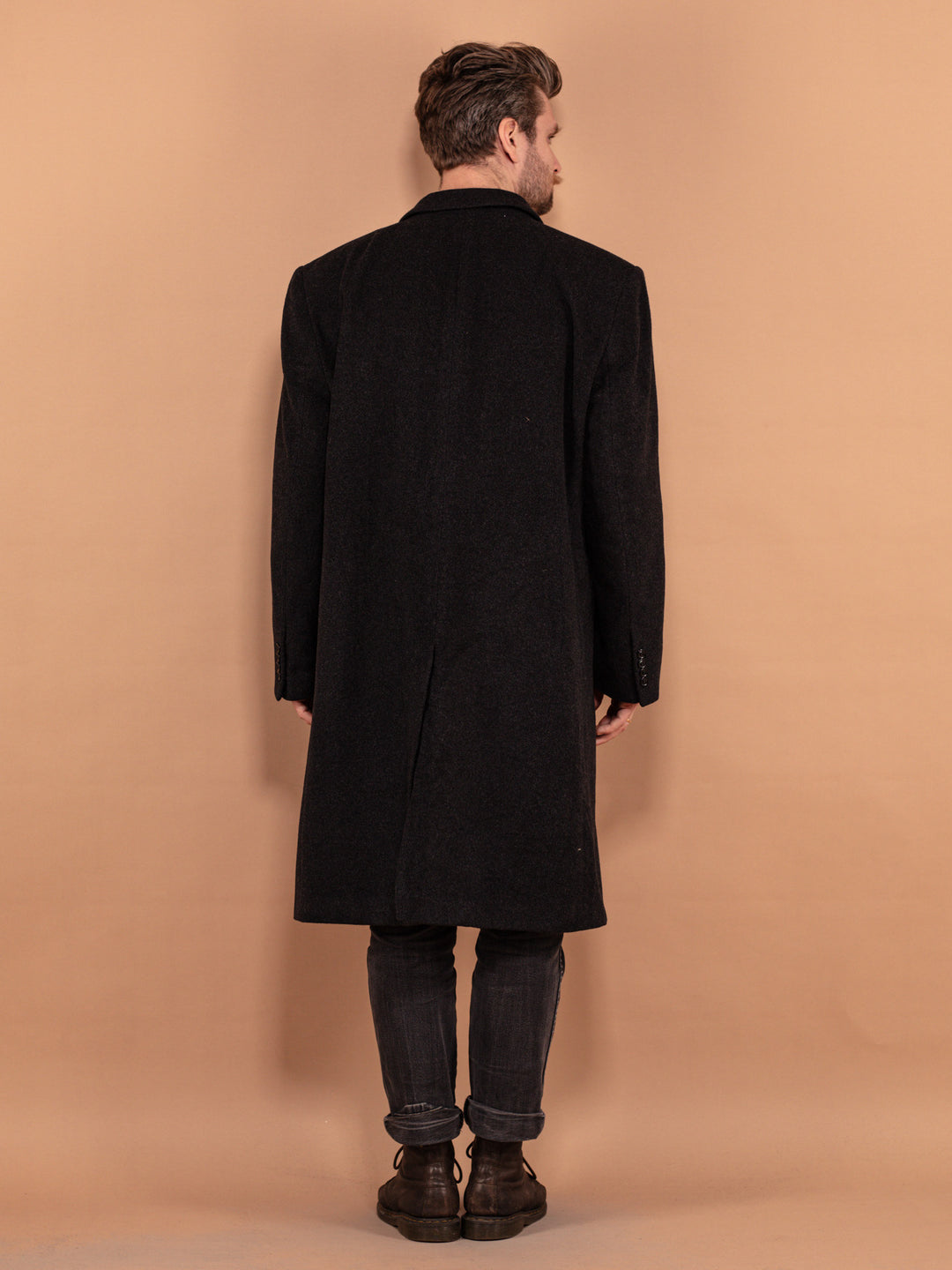 Vintage 00's Men Wool and Cashmere Coat in Dark Grey - NorthernGrip