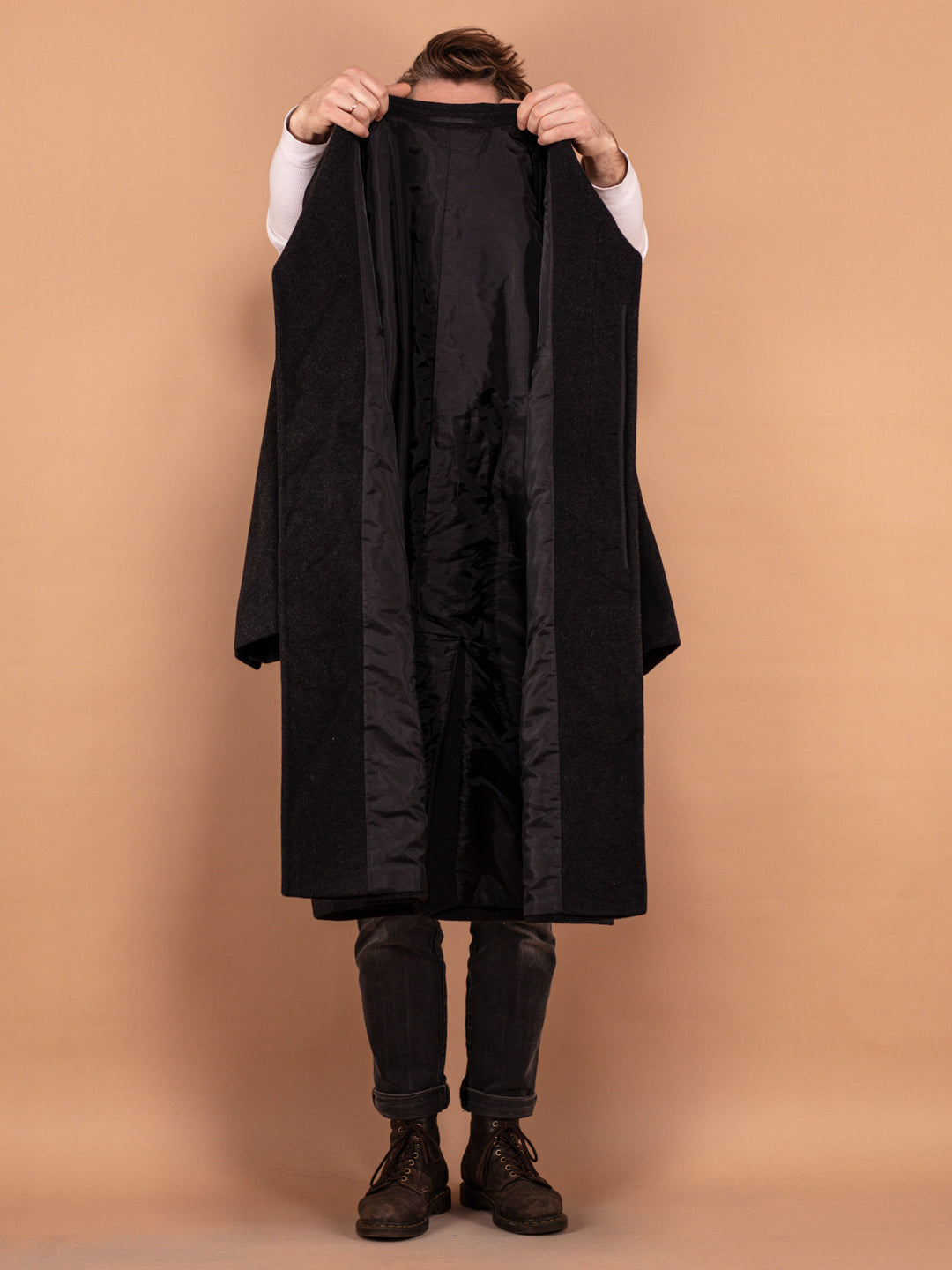 Vintage 00's Men Wool and Cashmere Coat in Dark Grey - NorthernGrip
