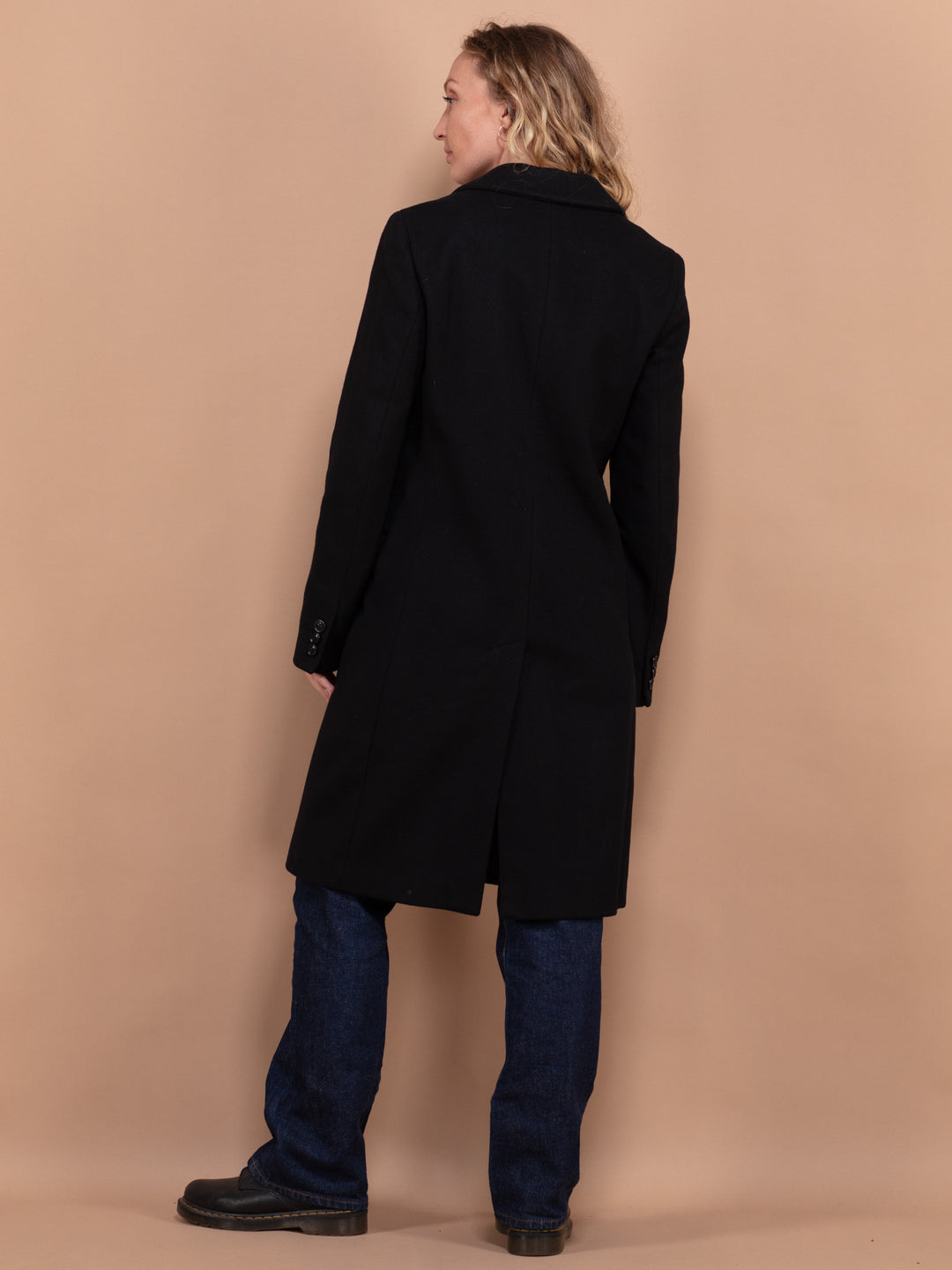 Vintage 00's Women Cashmere and Wool Blend Coat in Black - NorthernGrip