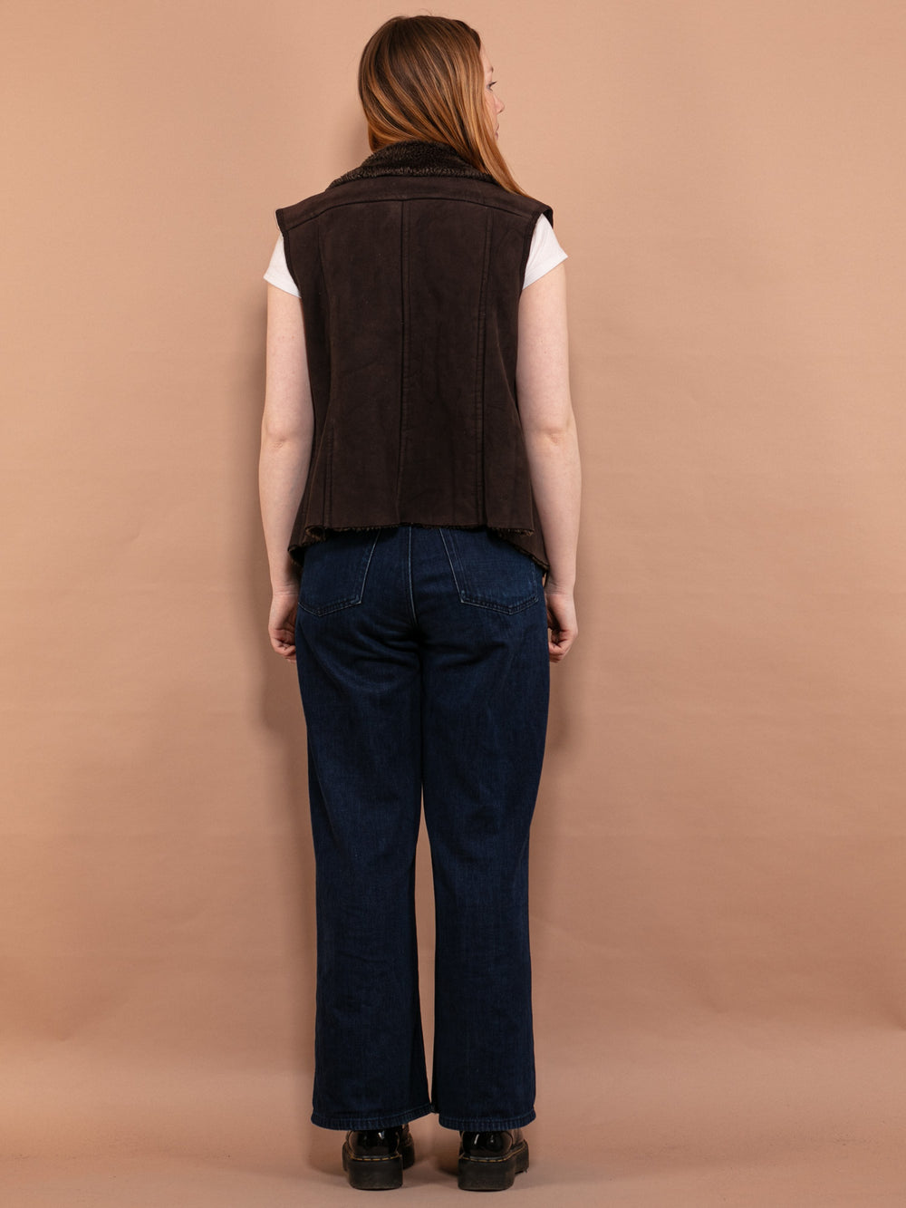 Vintage 00's Women Zip Up Sherpa Vest in Brown - NorthernGrip