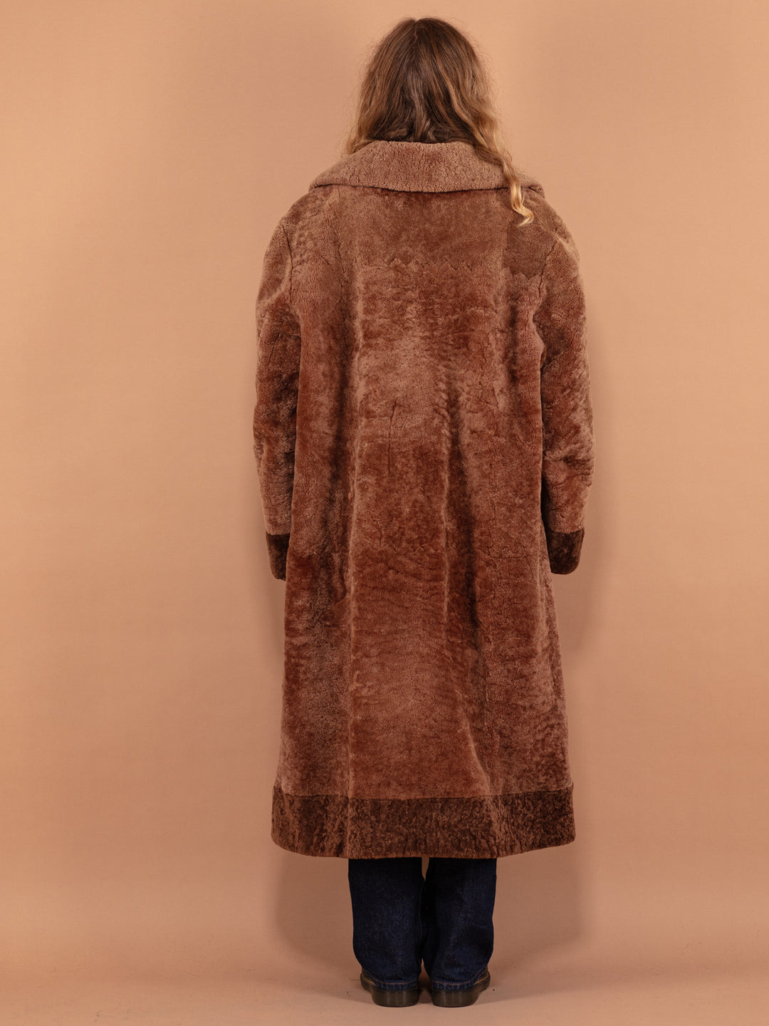 Vintage 60's Women Sheep Fur Maxi Coat in Brown - NorthernGrip