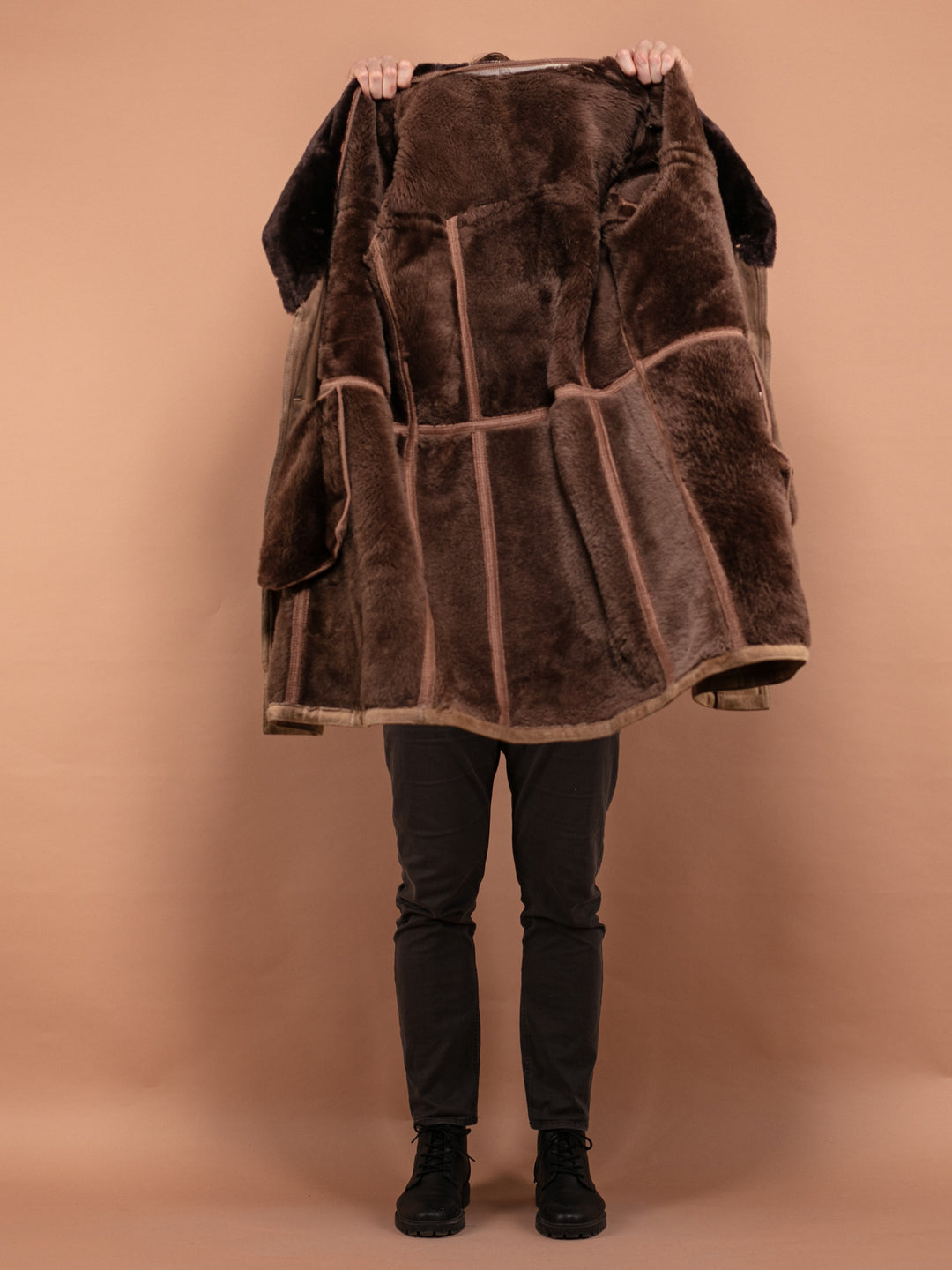 Vintage 70's Men Sheepskin Coat in Beige - NorthernGrip