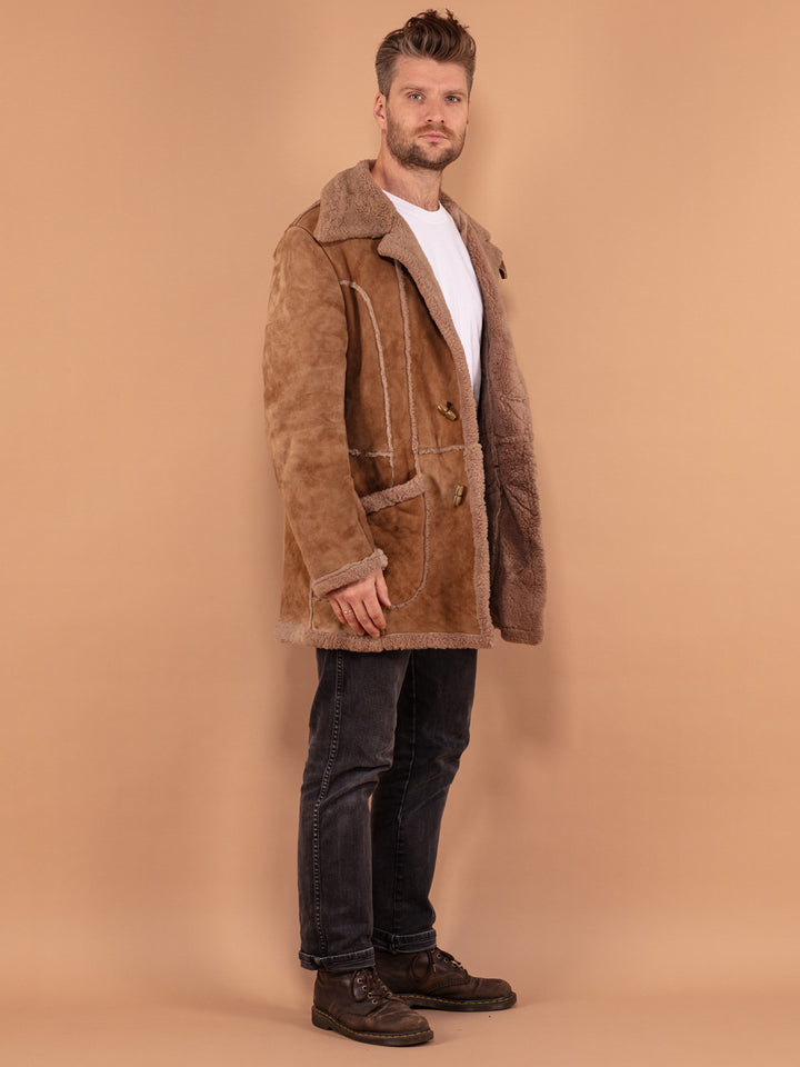 Vintage 70's Men Boho Sheepskin Coat in Brown - NorthernGrip