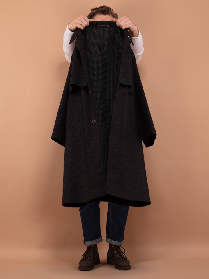 Vintage 70's Men Long Wool Overcoat in Grey - NorthernGrip