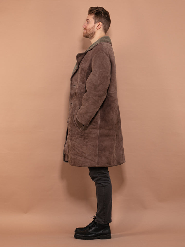 Vintage 70's Men Heavy Sheepskin Coat in Pale Brown - NorthernGrip