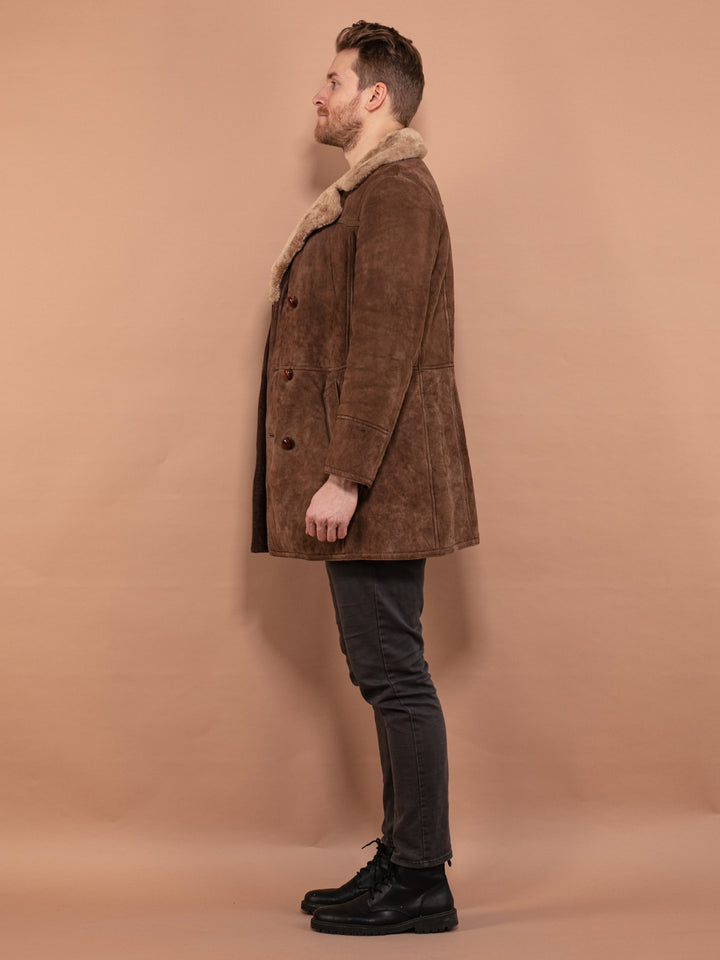 Vintage 70's Men Western Shearling Coat in Brown - NorthernGrip