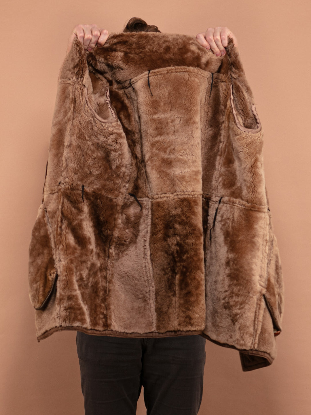 Vintage 70's Men Western Shearling Coat in Brown - NorthernGrip