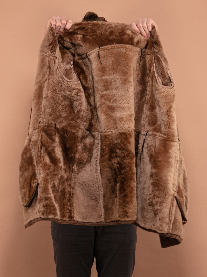 Vintage 70's Men Western Shearling Coat in Brown - NorthernGrip