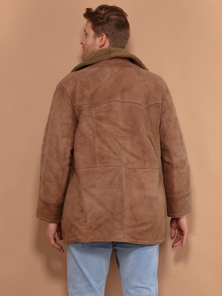 Vintage 70's Men Western Style Sheepskin Coat in Brown - NorthernGrip