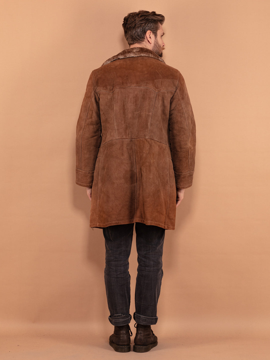 Vintage 70's Men Western Sheepskin Coat in Brown - NorthernGrip
