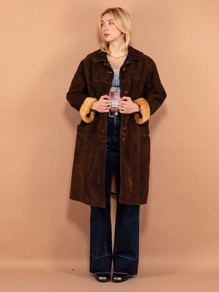 Vintage 70's Women Heavy Sheepskin Coat in Brown - NorthernGrip