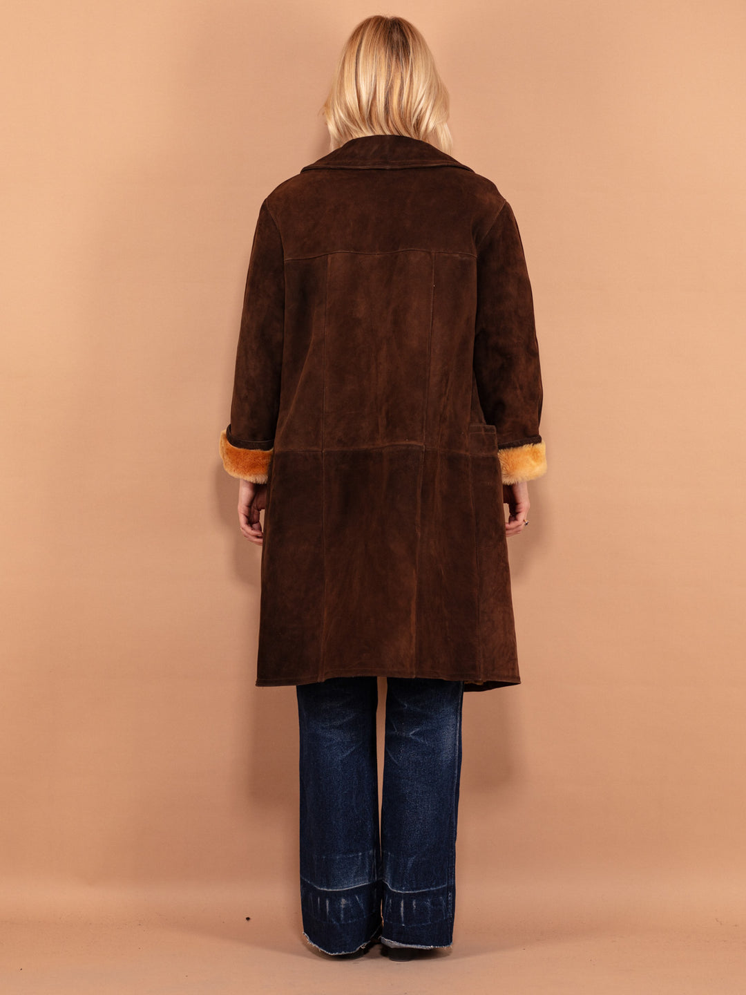 Vintage 70's Women Heavy Sheepskin Coat in Brown - NorthernGrip