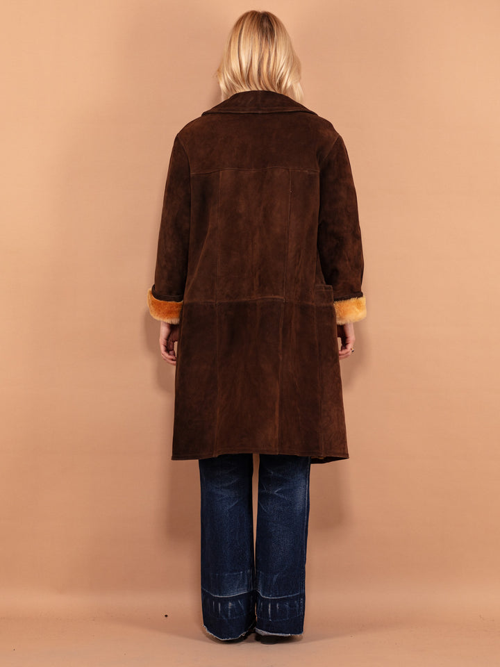 Vintage 70's Women Heavy Sheepskin Coat in Brown - NorthernGrip