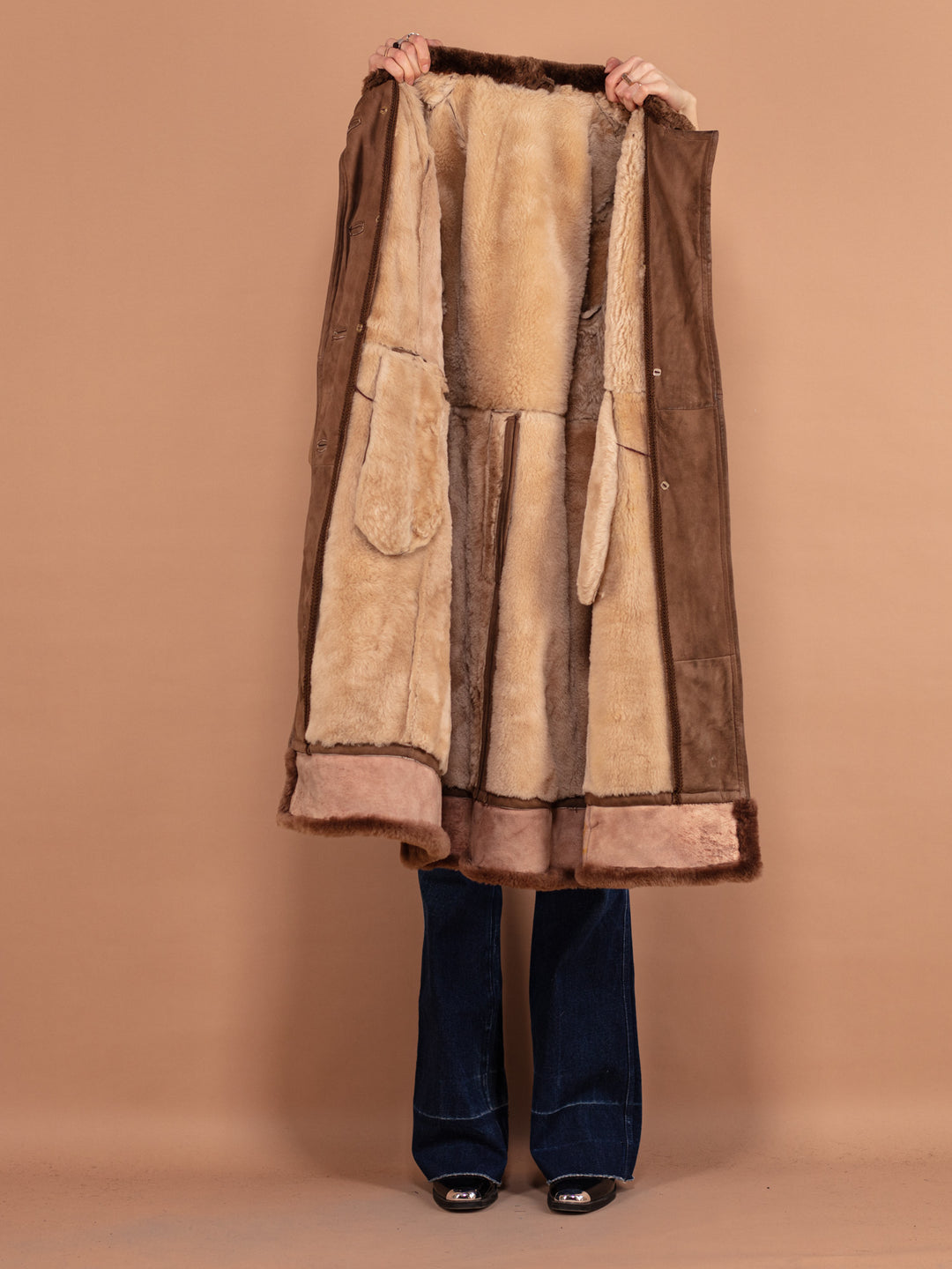 Vintage 70's Women Penny Lane Sheepskin Coat in Brown - NorthernGrip