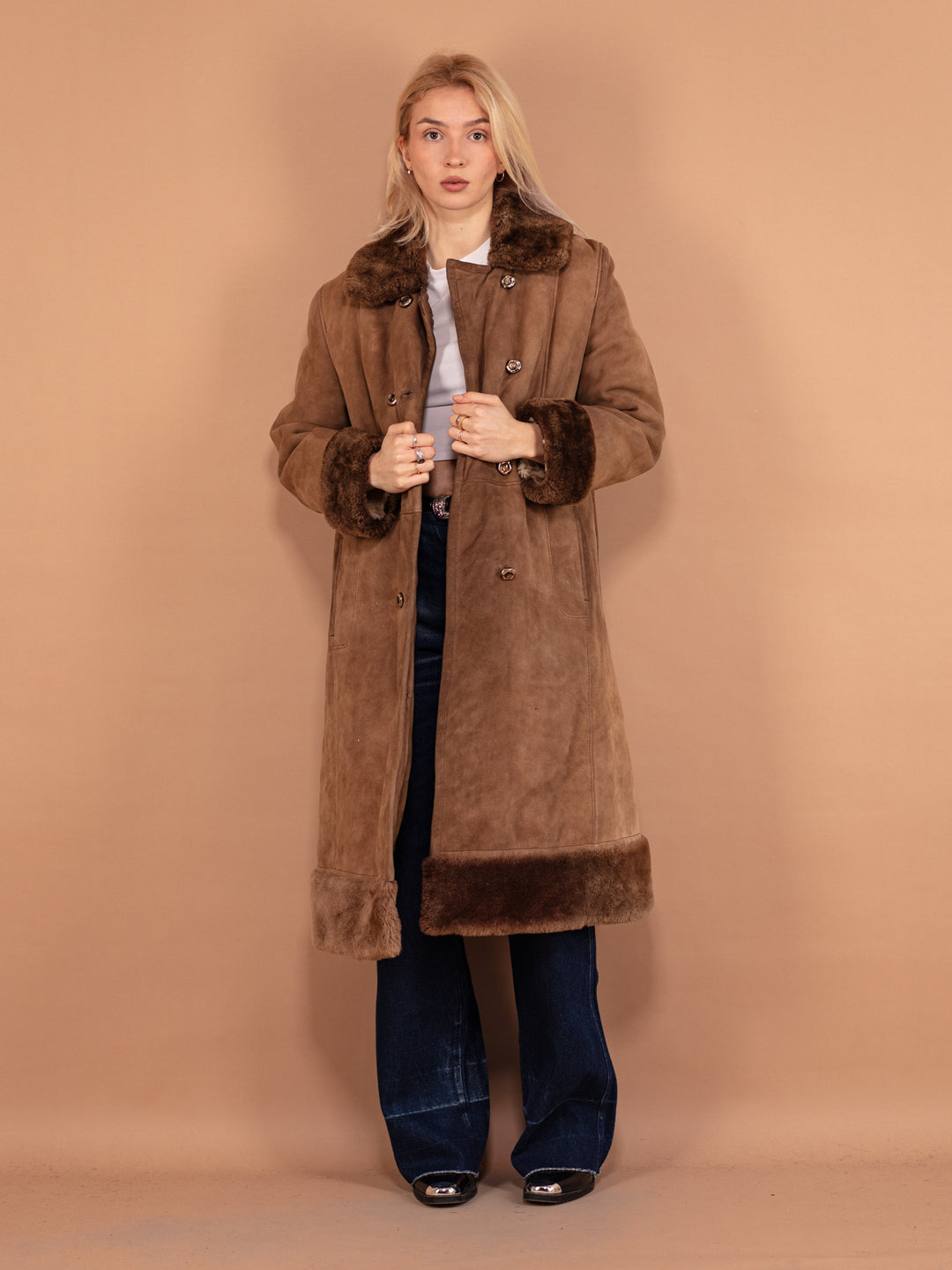 Vintage 70's Women Penny Lane Sheepskin Coat in Brown - NorthernGrip