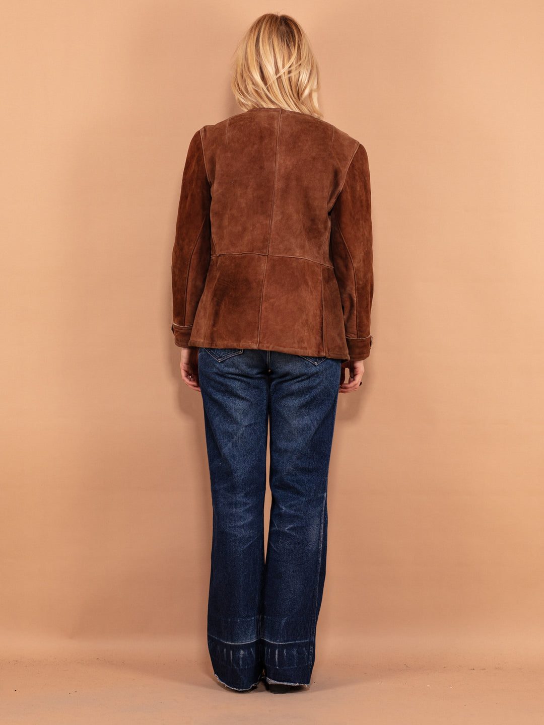 Vintage 70's Women Western Suede Sheepskin Jacket in Brown - NorthernGrip