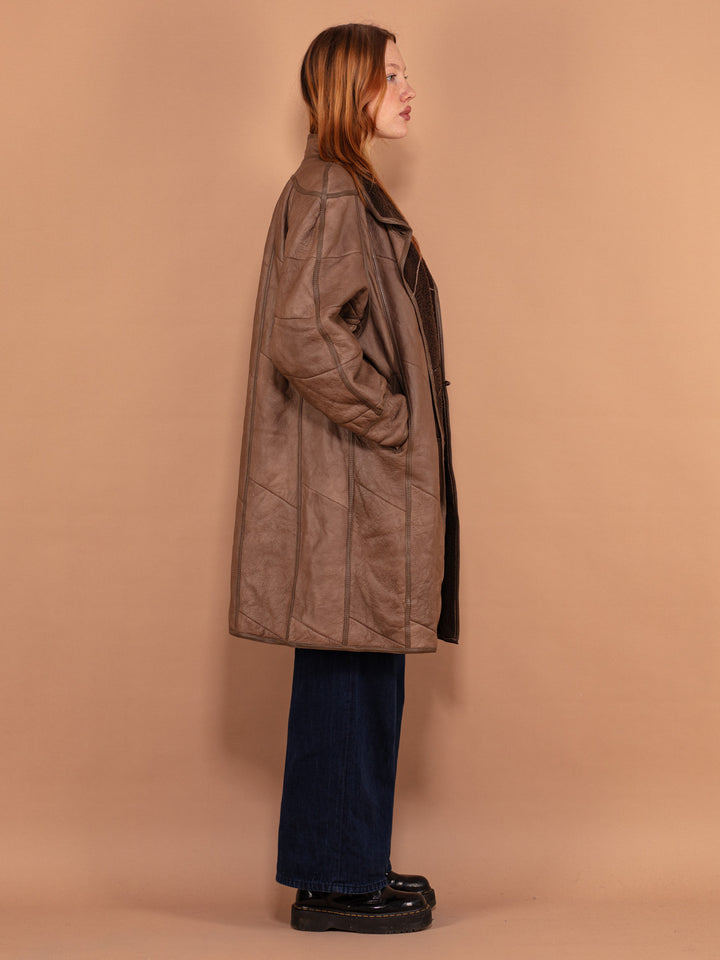 Vintage 80's Women Lightweight Sheepskin Coat in Brown - NorthernGrip