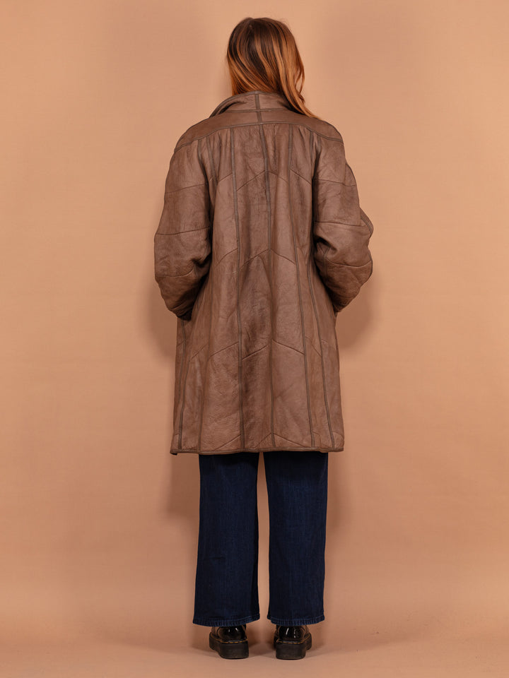 Vintage 80's Women Lightweight Sheepskin Coat in Brown - NorthernGrip