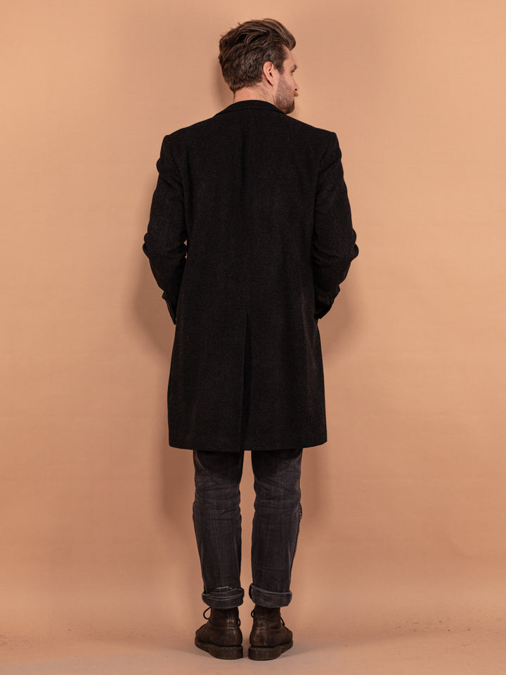 Vintage 90's Men Wool Blend Coat in Black - NorthernGrip