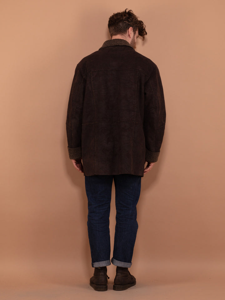 Vintage 90's Men Sherpa Lined Coat in Brown - NorthernGrip