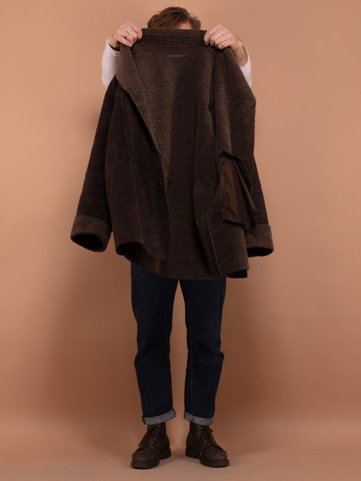 Vintage 90's Men Sherpa Lined Coat in Brown - NorthernGrip
