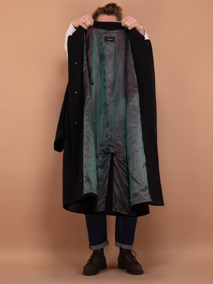 Vintage 90's Men Wool and Cashmere Coat in Dark Grey - NorthernGrip