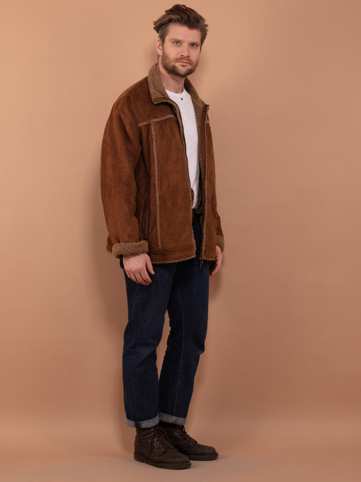Vintage 90's Men Western Sherpa Jacket in Brown - NorthernGrip