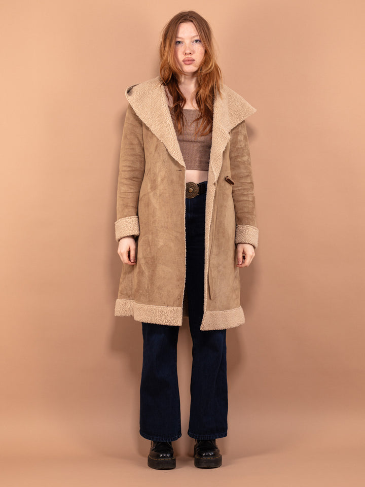 Vintage 90's Women Penny Lane Style Sherpa Coat in Beige - NorthernGrip