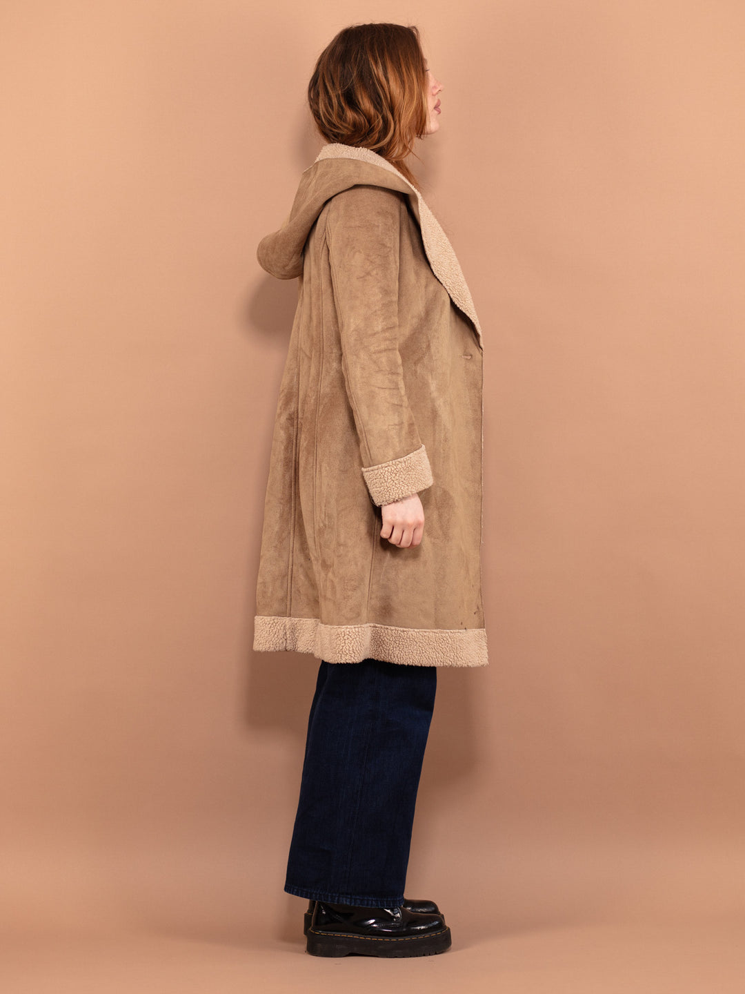Vintage 90's Women Penny Lane Style Sherpa Coat in Beige - NorthernGrip
