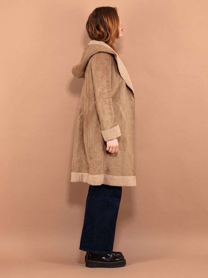 Vintage 90's Women Penny Lane Style Sherpa Coat in Beige - NorthernGrip