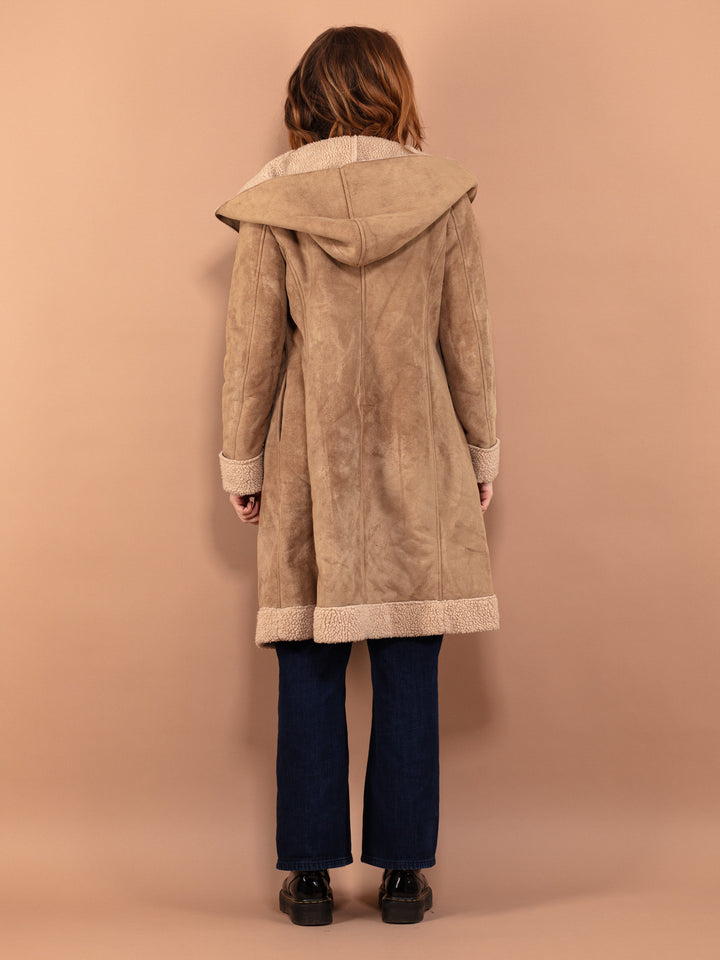Vintage 90's Women Penny Lane Style Sherpa Coat in Beige - NorthernGrip