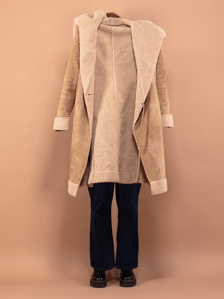 Vintage 90's Women Penny Lane Style Sherpa Coat in Beige - NorthernGrip