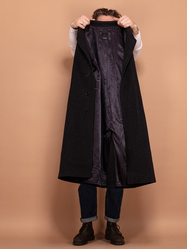 Vintage 90's Men Wool and Cashmere Coat in Dark Grey - NorthernGrip