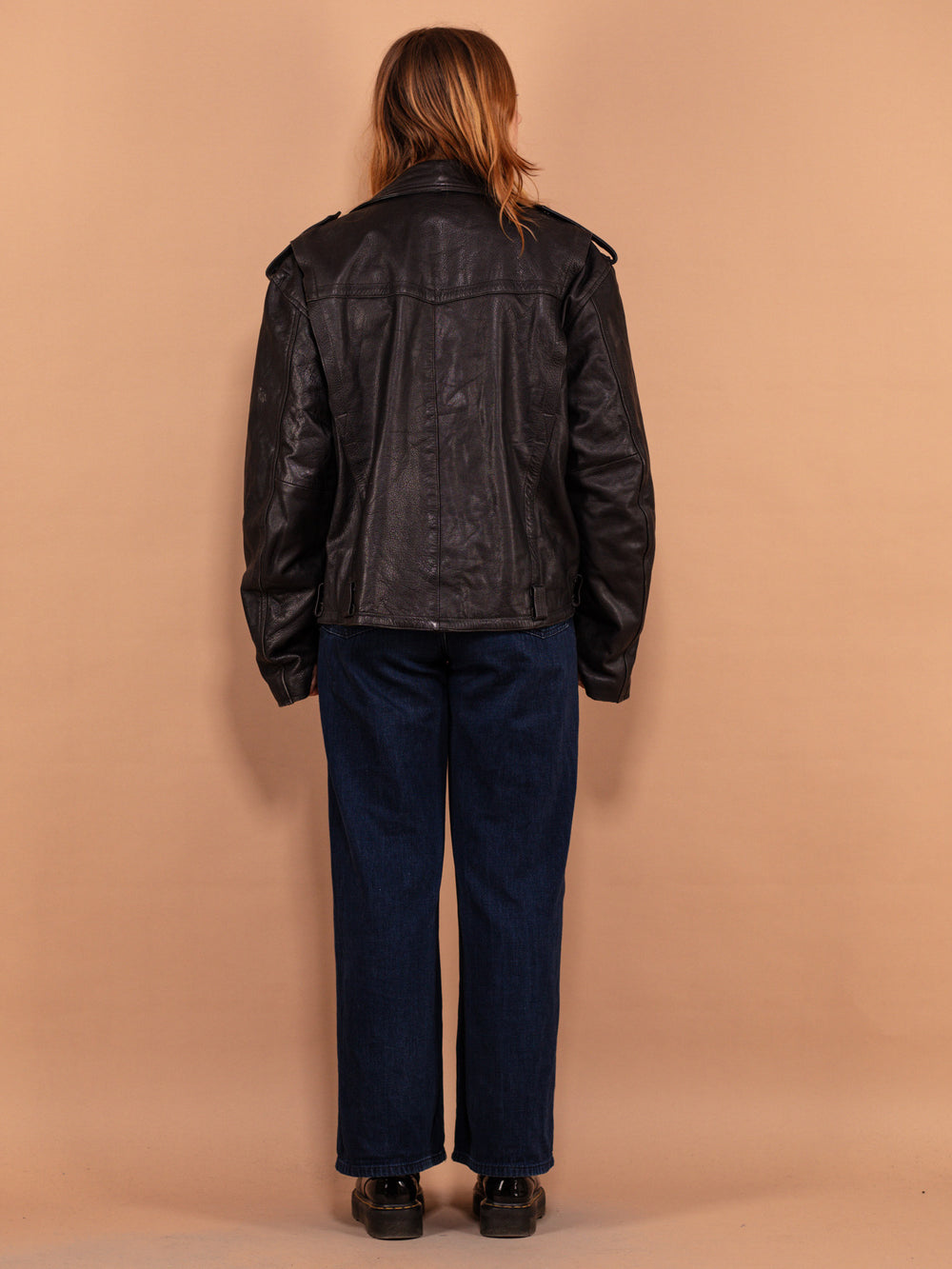 Vintage 90's Women Biker Leather Jacket in Black - NorthernGrip