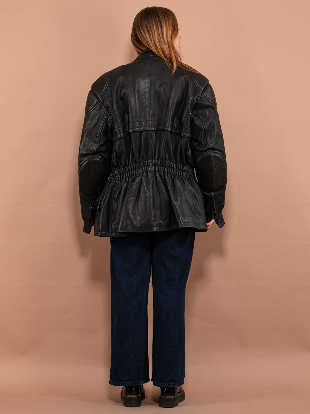 Vintage 90's Women Heavy Leather Biker Jacket in Black - NorthernGrip
