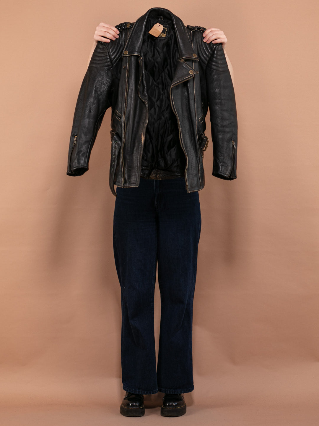 Vintage 90's Women Leather Biker Jacket in Black - NorthernGrip