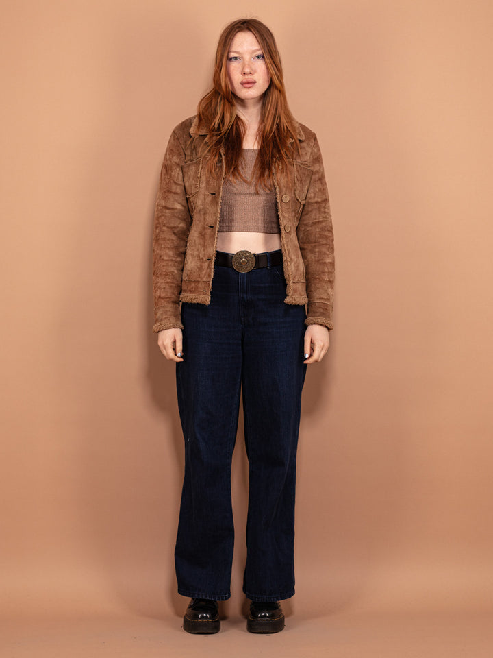 Vintage 90's Women Sherpa Trucker Jacket in Brown - NorthernGrip
