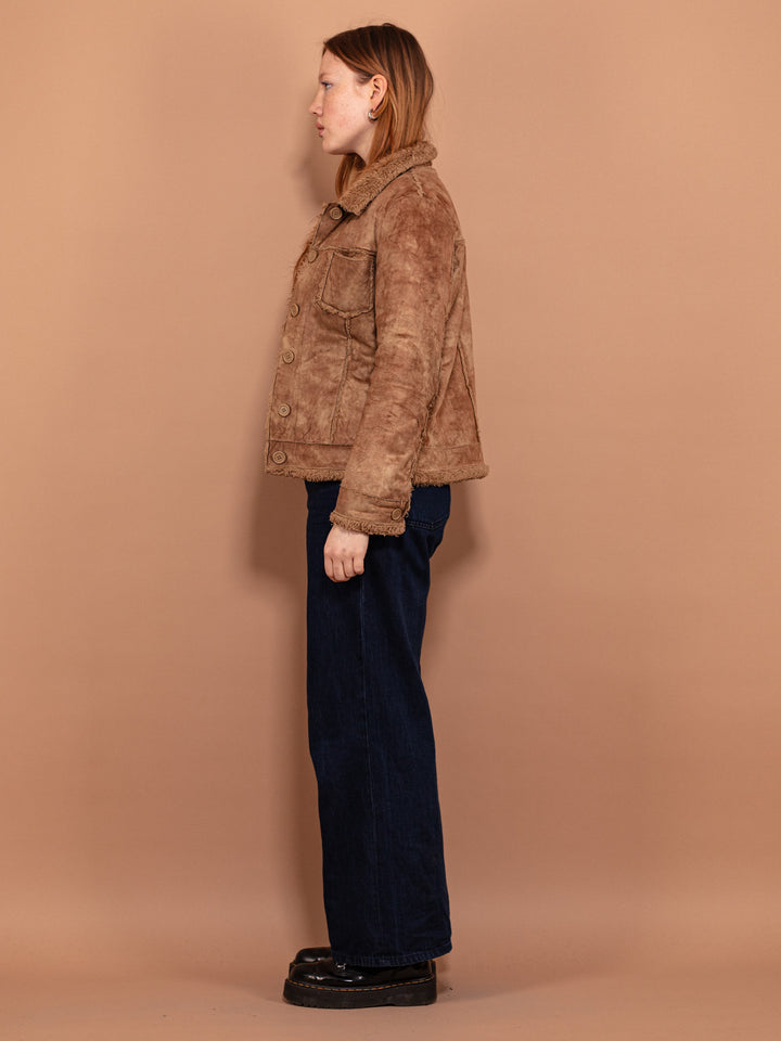 Vintage 90's Women Sherpa Trucker Jacket in Brown - NorthernGrip